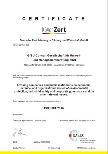 Certificate GfBU-Consult DIN EN ISO 9001